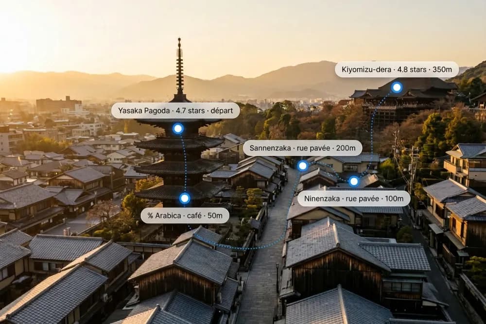 Higashiyama, Kyoto, itinéraire composé par Evadan AI
